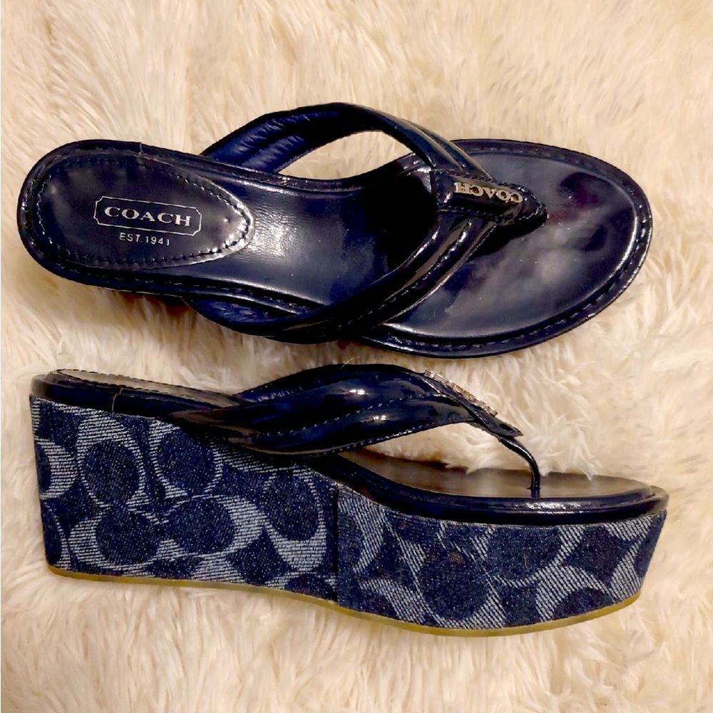 Coach Navy blue wedge’s. Authentic size 7